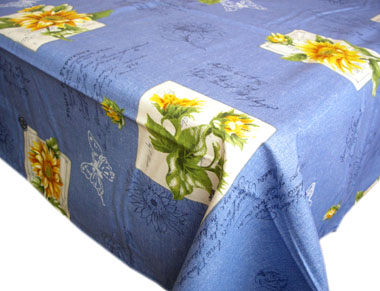 Coated tablecloth (sunflower. blue) - Click Image to Close